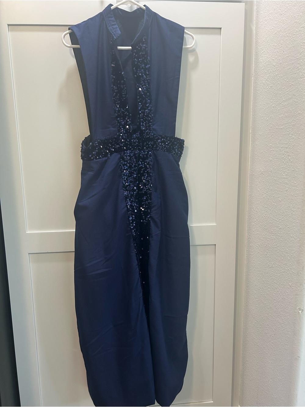 Navy Embellished Sleeveless Evening Tunic